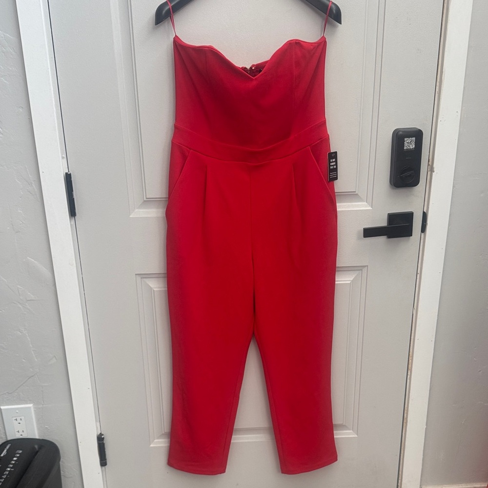 *NWT* Express Vibrant Red Strapless Jumpsuit